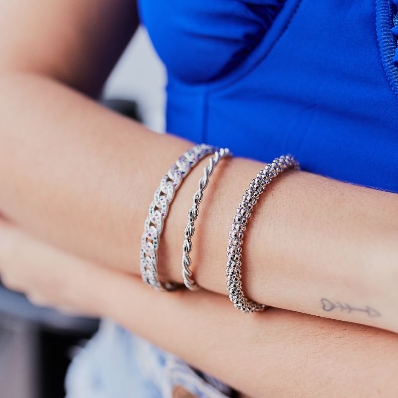 Pulseira detalhe Olho Grego Prateada