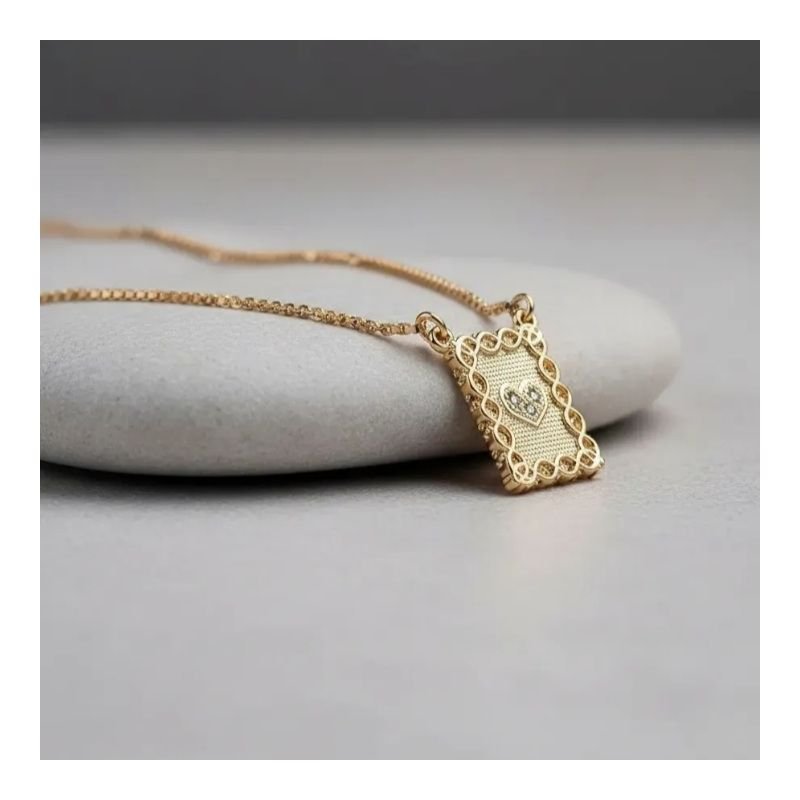 Escapulário Coração Folheado A Ouro 18K