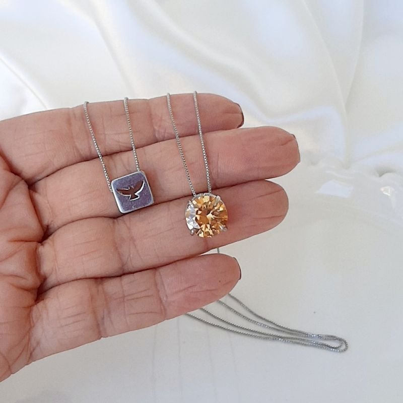 Escapulario Divino Espirito Santo e Pedra Citrino