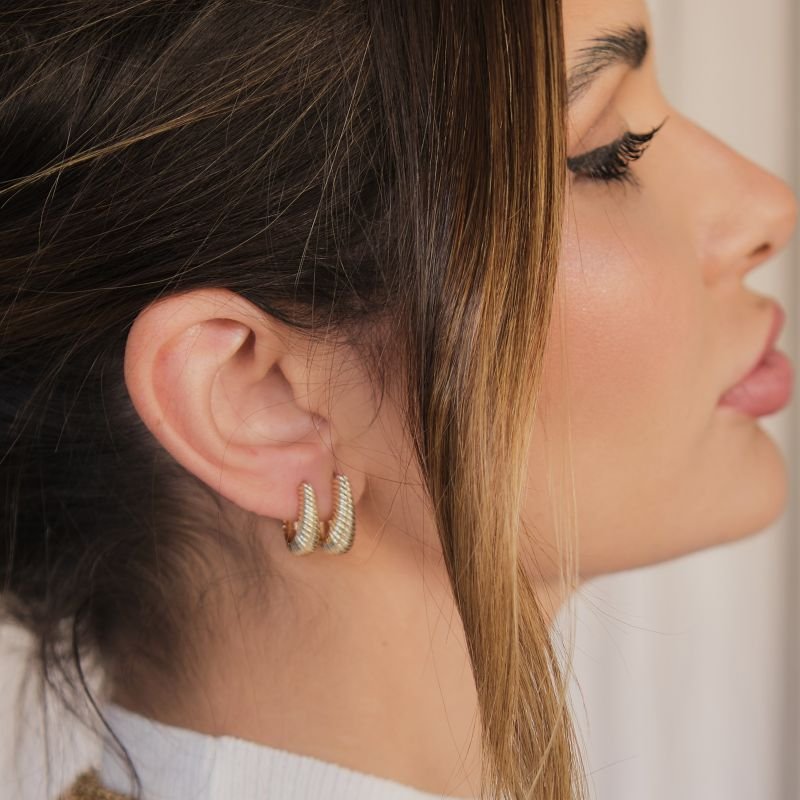 Kit 3 argolinhas Riscadas dourado