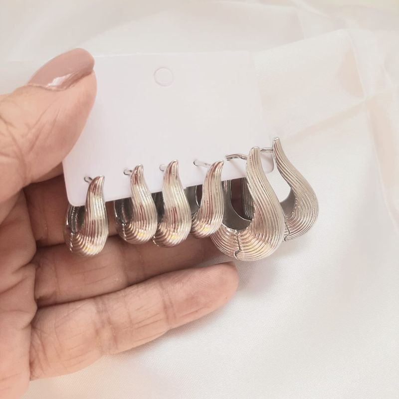 Kit 3 br Gota Riscada Prateado