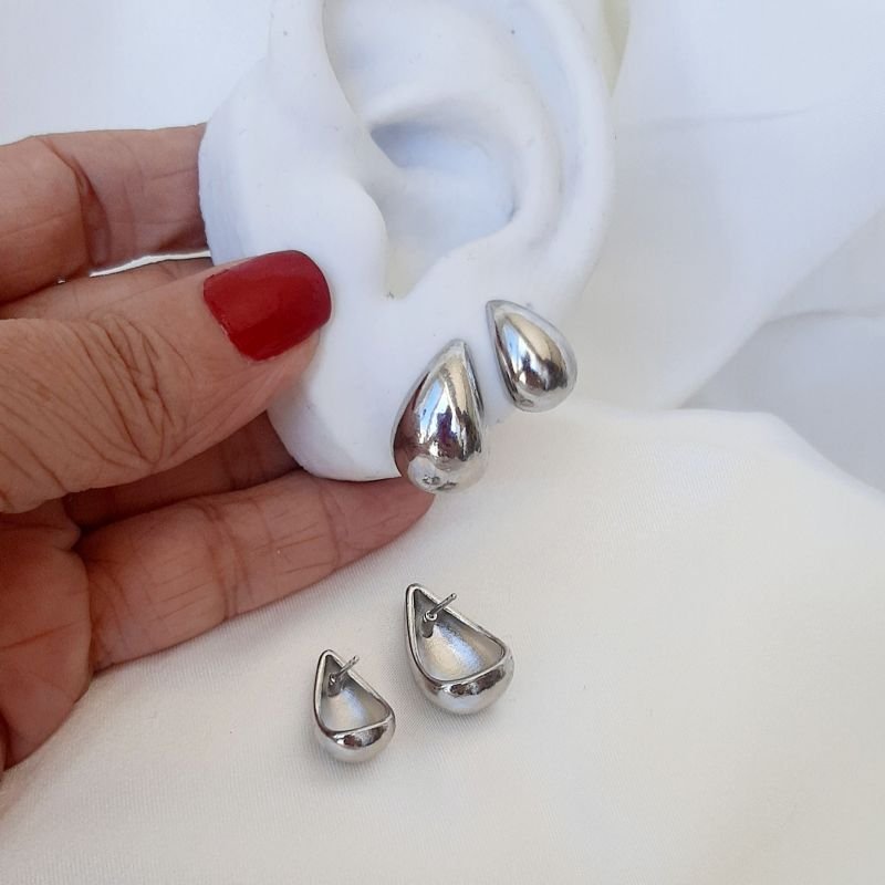 Kit Brinco 2 pares Gotas Prateado