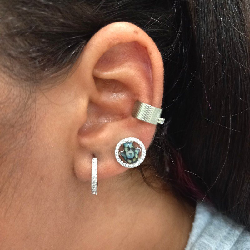 Piercing Aro Largo Com Zircônia Ródio