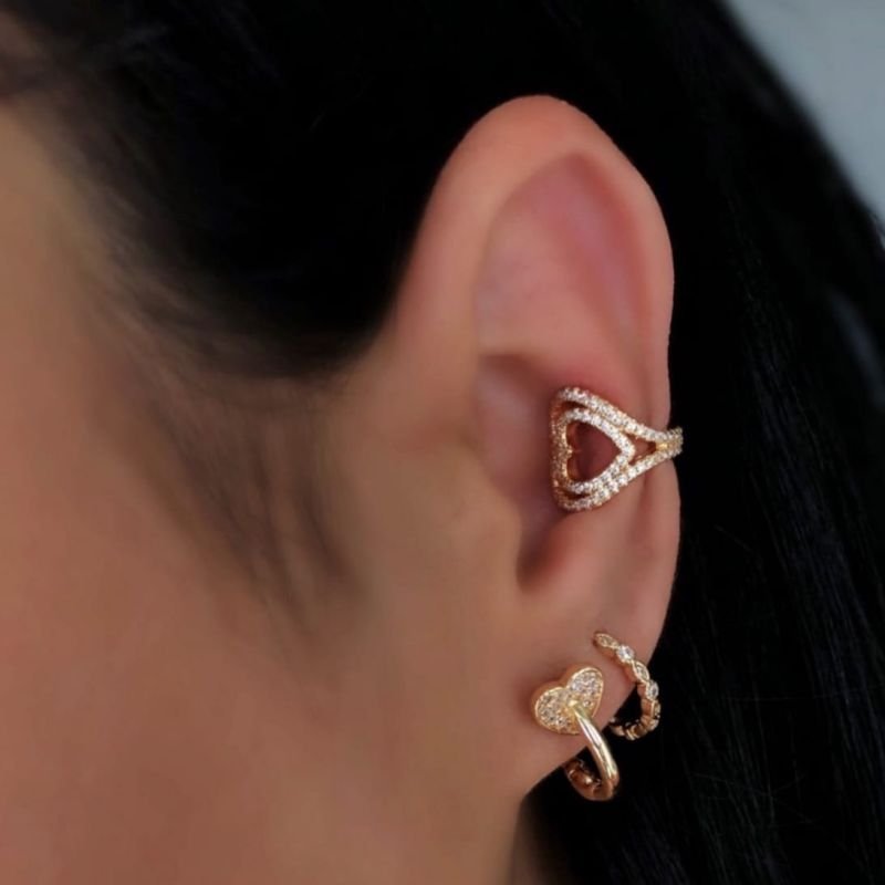 Piercing Coração Vazado Folheado A Ouro 18k