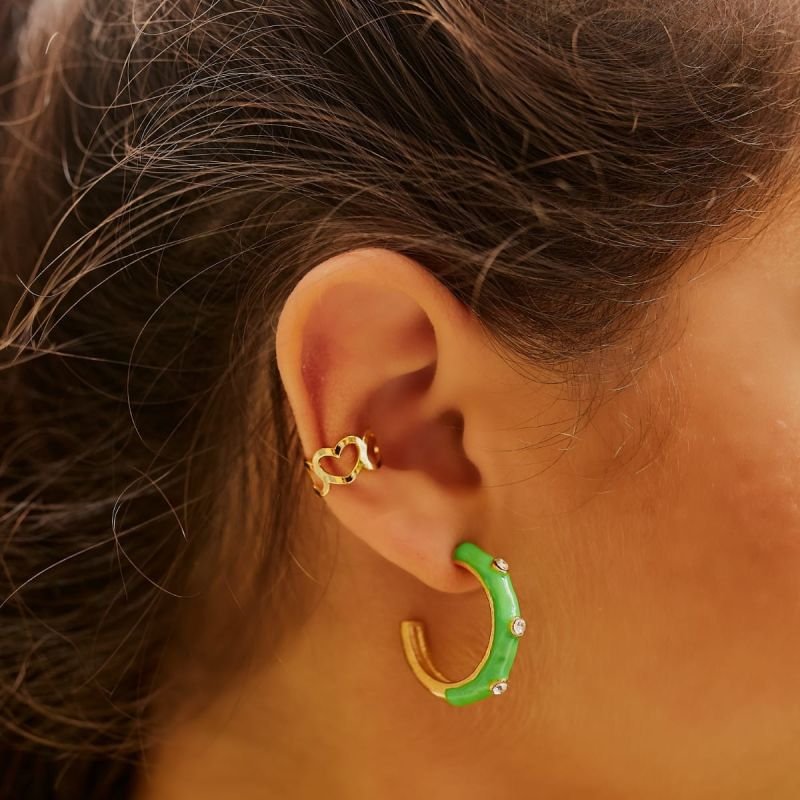 Piercing De Pressão Coração Ouro