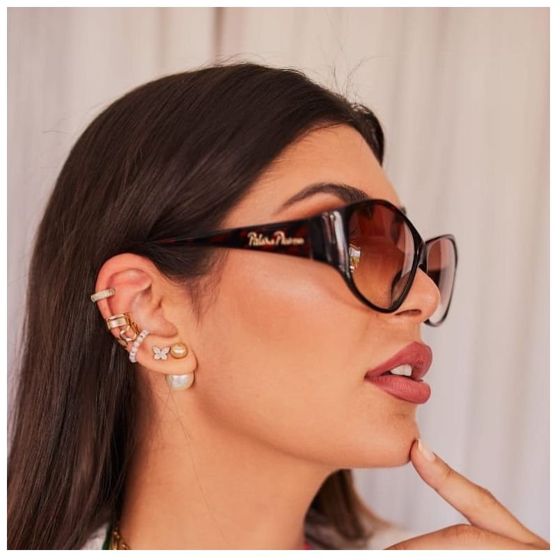 Piercing fake metal vazado dourado