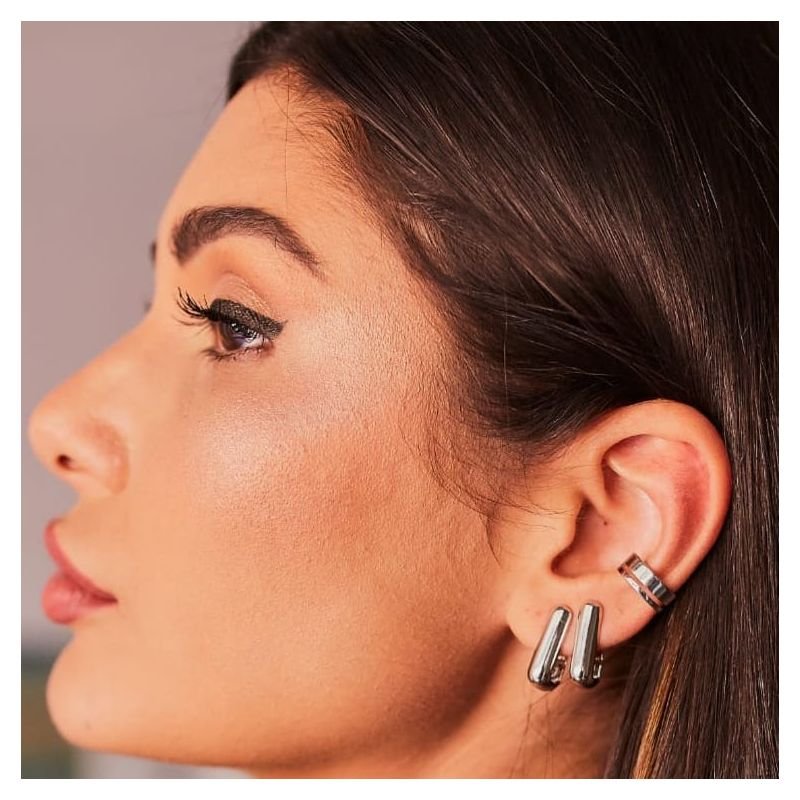 Piercing fake metal vazado prateado