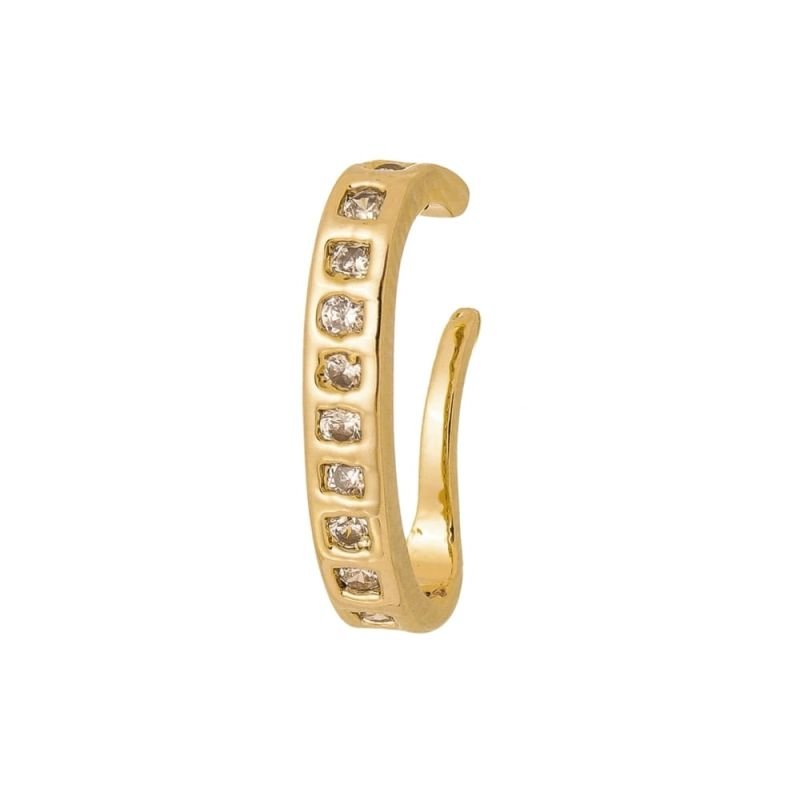 Piercings Fake Oval Com Zirconia Dourado