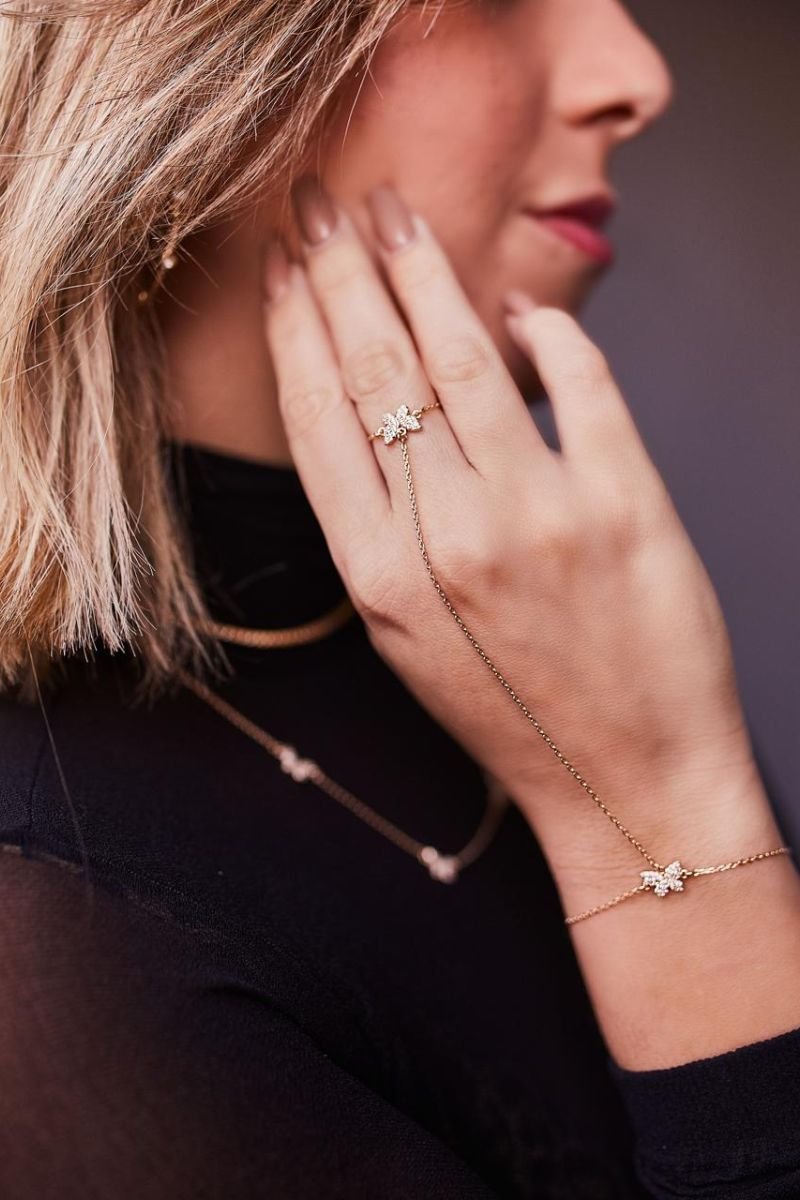 Pulseira Com Anel Borboleta