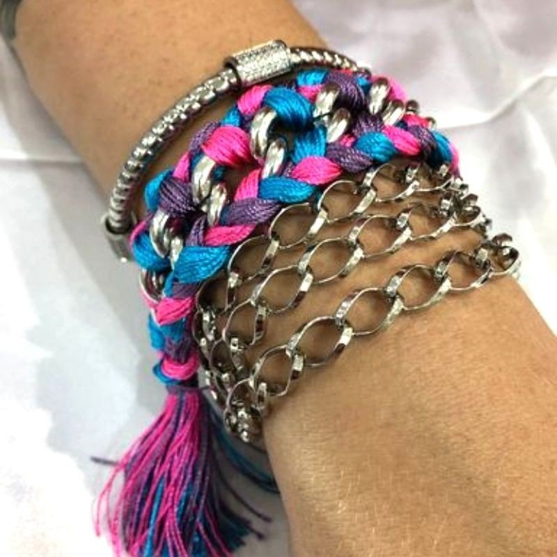 Pulseira Corrente Elos Prateada