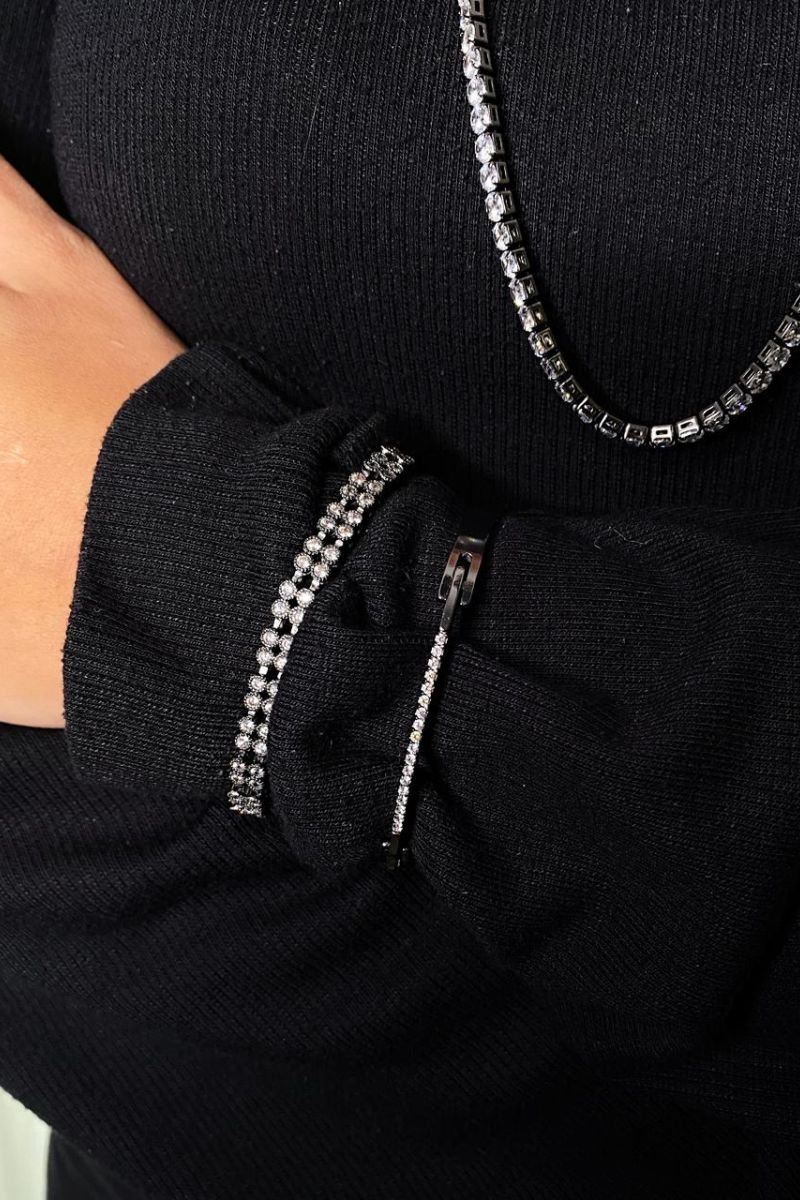 Pulseira Zircônia Folheada Rodio negro