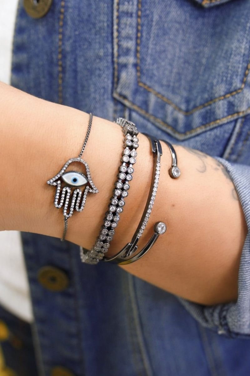 Pulseira Zircônia Folheada Rodio negro