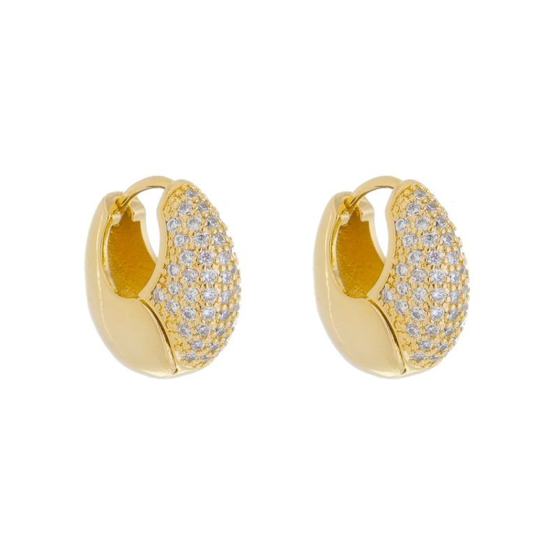 Brinco Argola Média Cravejado Dourado