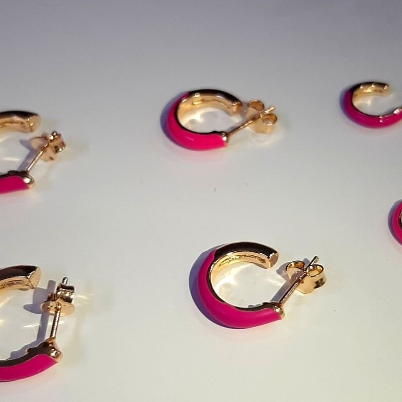 Trio Argola Cores Rosa Folheado A Ouro