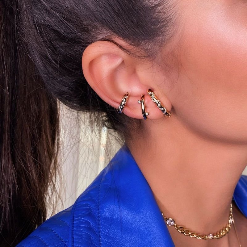 Piercings Fake Dourado Cristal