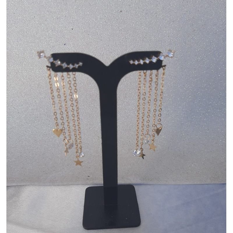 Brinco Ear Jacket Corrente Dourado