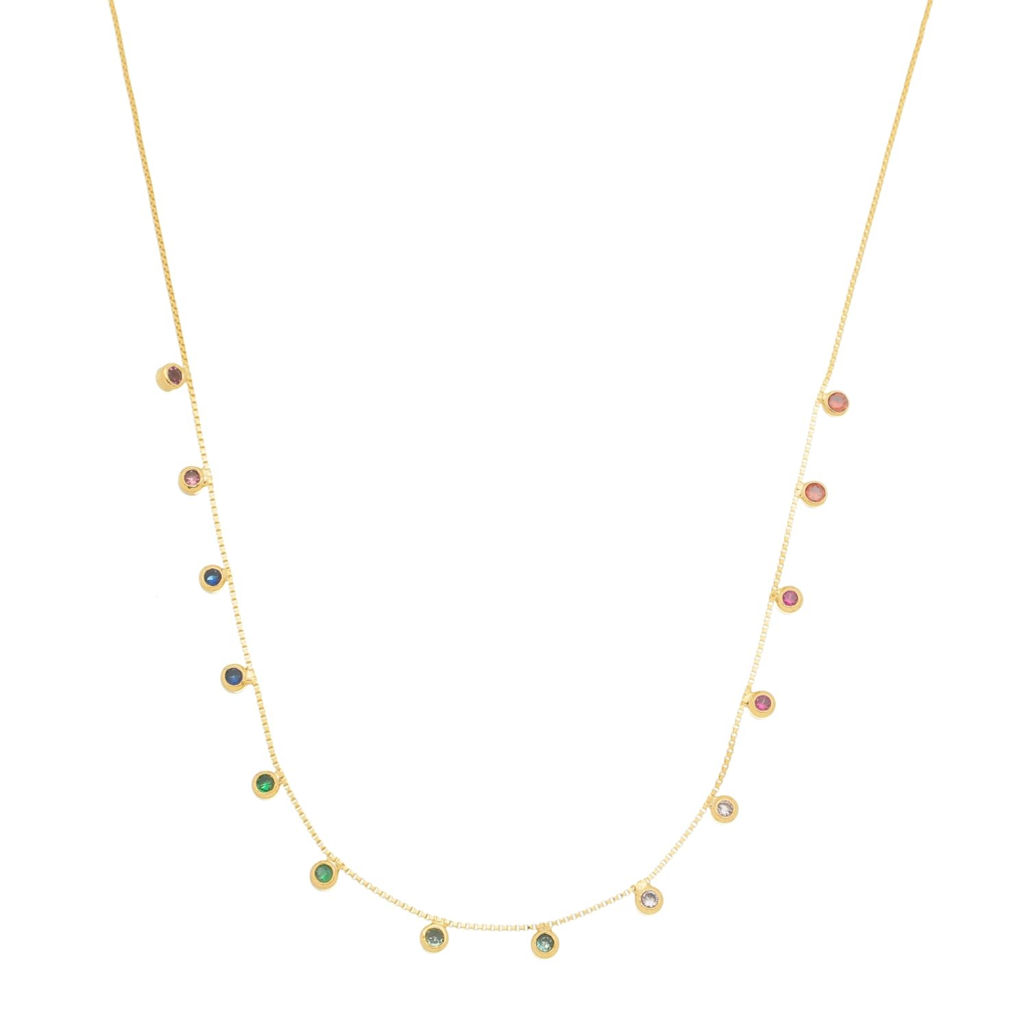 Colar Mini Pedras Coloridas